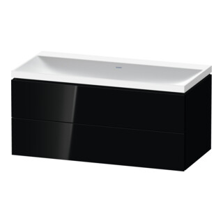 Duravit Ensemble meuble L-Cube 100x48x48 cm, sans robinet, noir brillant, 2 tiroirs