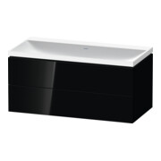Duravit Ensemble meuble L-Cube 100x48x48 cm, sans robinet, noir brillant, 2 tiroirs