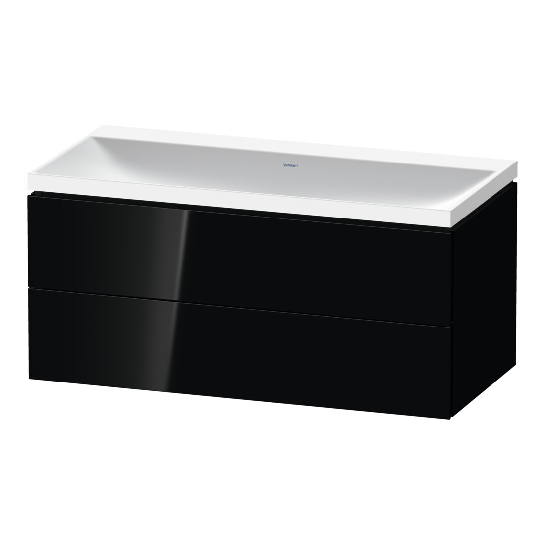 Duravit Ensemble meuble L-Cube 100x48x48 cm, sans robinet, noir brillant, 2 tiroirs