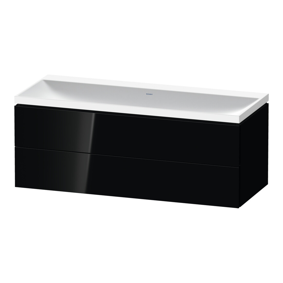 Duravit Ensemble meuble L-Cube 120x48x48 cm, sans robinet, noir brillant, 2 tiroirs