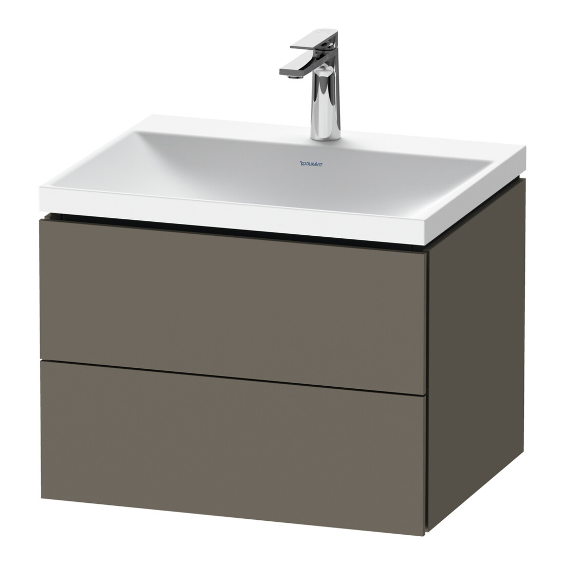 Duravit Ensemble meuble L-Cube 60x48x48 cm, avec HL, gris s-mat, 2 tiroirs