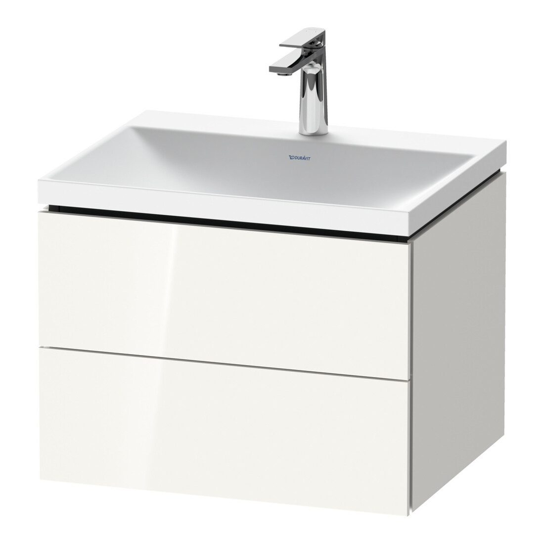 Duravit Ensemble meuble L-Cube 60x48x48 cm, avec robinet, blanc brillant, 2 tiroirs