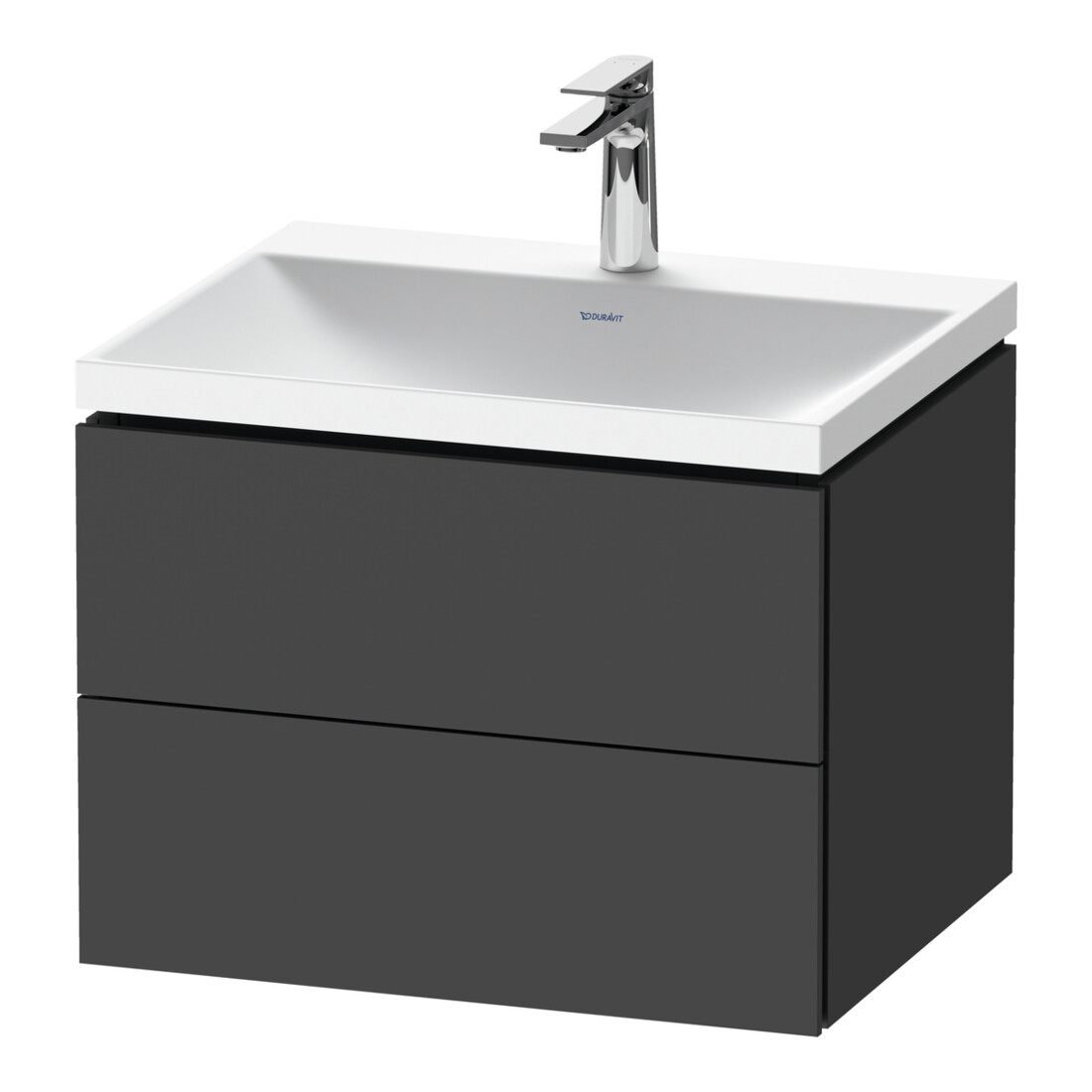 Duravit Ensemble meuble L-Cube 60x48x48 cm, avec robinet, gris mat, 2 tiroirs