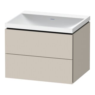 Duravit Ensemble meuble L-Cube 60x48x48 cm, sans robinet, Taupe mat, 2 tiroirs
