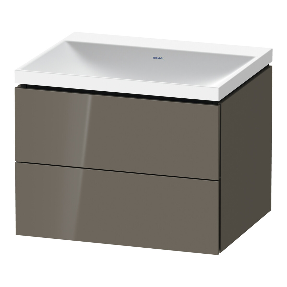 Duravit Ensemble meuble L-Cube 60x48x48cm, blanc HL, flancs gris hgl, 2 tiroirs