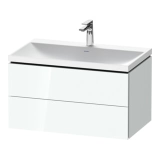Duravit Ensemble meuble L-Cube 80x48x48 cm, avec robinet, blanc brillant, 2 tiroirs