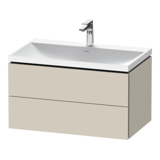 Duravit Ensemble meuble L-Cube 80x48x48 cm, avec robinet, taupe mat, 2 tiroirs