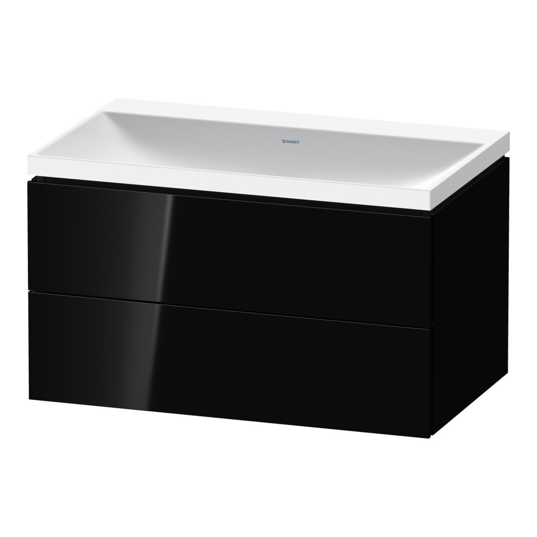 Duravit Ensemble meuble L-Cube 80x48x48 cm, sans robinet, noir brillant, 2 tiroirs
