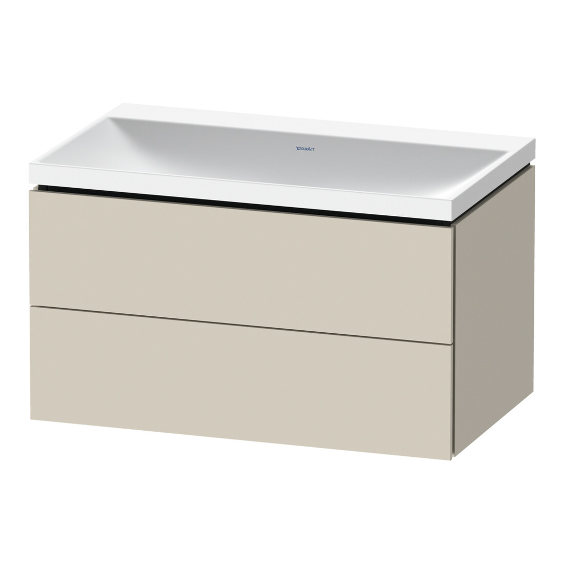 Duravit Ensemble meuble L-Cube 80x48x48 cm, sans robinet, taupe mat, 2 tiroirs