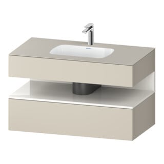 Duravit Ensemble meuble lavabo encastré Qatego 100x55x60 cm, blanc taupe mat, console sous-lavabo