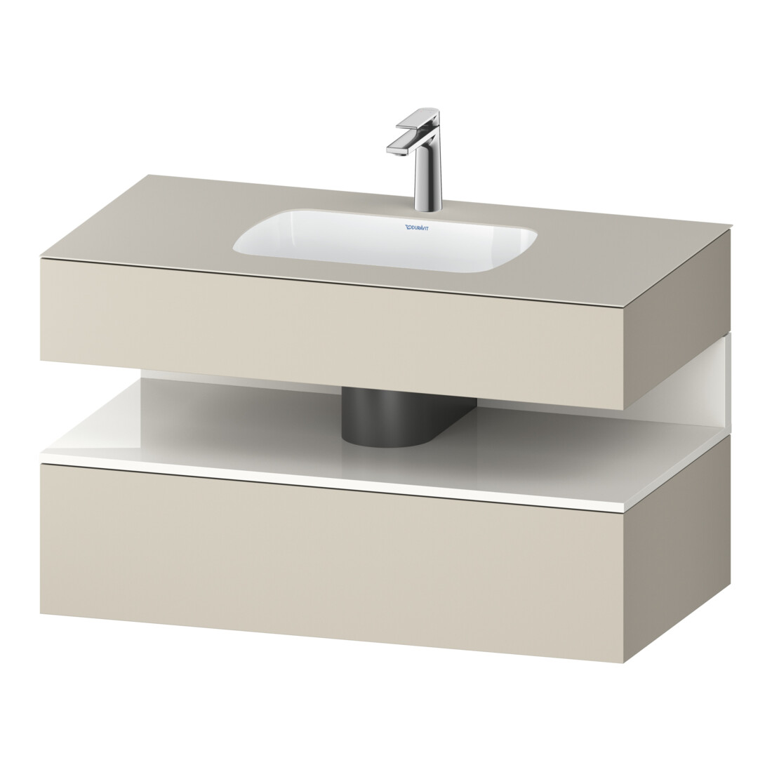 Duravit Ensemble meuble lavabo encastré Qatego 100x55x60 cm, blanc taupe mat, console sous-lavabo