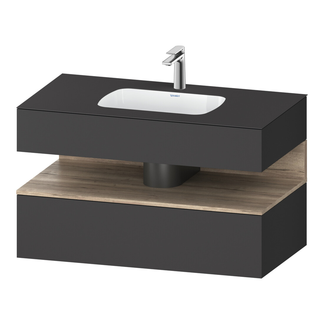 Duravit Ensemble meuble lavabo encastré Qatego 100x55x60 cm, E Ma/Gra ma, console sous-lavabo