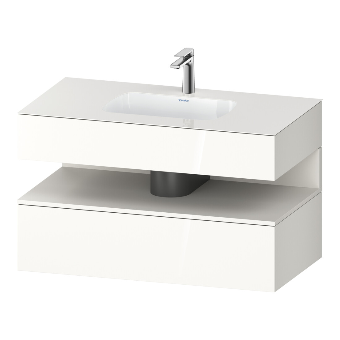 Duravit Ensemble meuble lavabo encastré Qatego 100x55x60cm, blanc mat/gris, Kon-WTU, niche