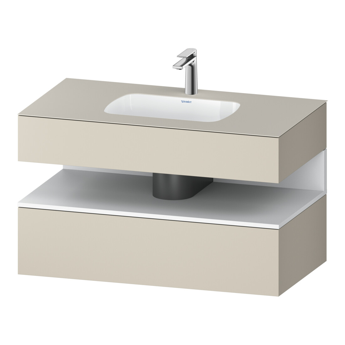 Duravit Ensemble meuble lavabo encastré Qatego 100x55x60cm, blanc mat/taupe, sous-lavabo console