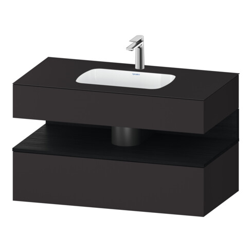 Duravit Ensemble meuble lavabo encastré Qatego 100x55x60cm, E blanc/gris mat, console sous-lavabo