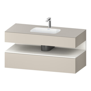 Duravit Ensemble meuble lavabo encastré Qatego 120x55x60 cm, blanc avec miroir, sous-meuble console