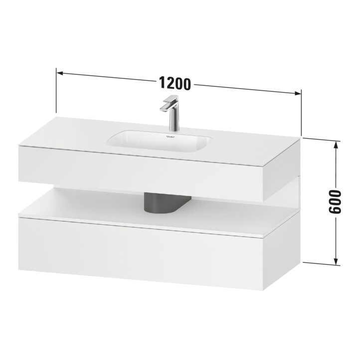 Duravit Ensemble meuble lavabo encastré Qatego 120x55x60 cm, E blanc/gris ma, console sous-lavabo