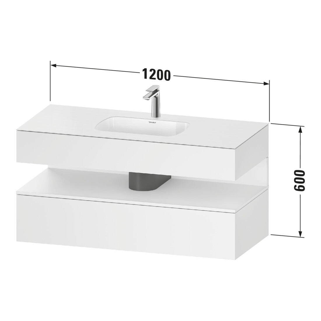 Duravit Ensemble meuble lavabo encastré Qatego 120x55x60 cm, E blanc/gris ma, console sous-lavabo