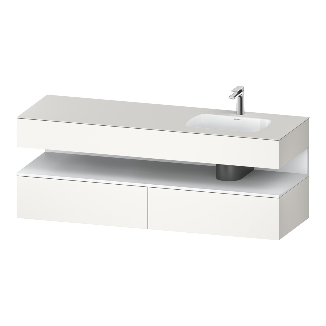 Duravit Ensemble meuble lavabo encastré Qatego 160x50x60 cm, Kon-WTU, B, B r, blanc mat/bois mat