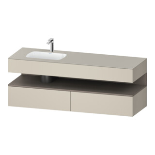 Duravit Ensemble meuble lavabo encastré Qatego 160x50x60 cm, Kon-WTU, blanc mat/taupe mat
