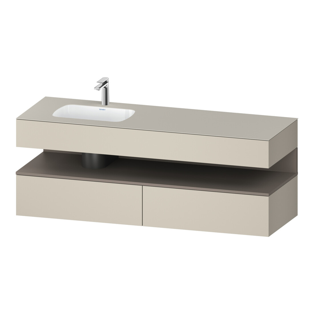 Duravit Ensemble meuble lavabo encastré Qatego 160x50x60 cm, Kon-WTU, blanc mat/taupe mat