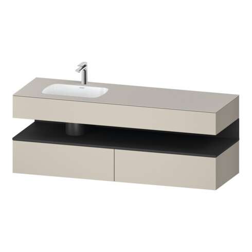Duravit Ensemble meuble lavabo encastré Qatego 160x50x60 cm, Kon-WTU, gris/mastic