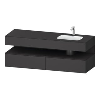 Duravit Ensemble meuble lavabo encastré Qatego 160x50x60 cm, Kon-WTU, gris mat/Gr ma