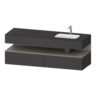 Duravit Ensemble meuble lavabo encastré Qatego 160x50x60cm, Kon-WTU, blanc, mat/granit mat