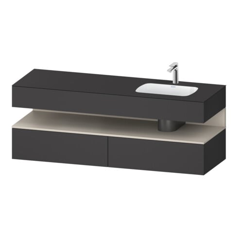 Duravit Ensemble meuble-lavabo encastré Qatego 160x50x60cm, Kon-WTU, blanc, taupe/granit mat