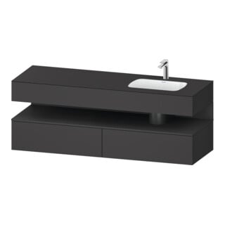Duravit Ensemble meuble lavabo encastré Qatego 160x50x60cm, Kon-WTU, évier à droite, gris mat