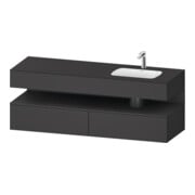 Duravit Ensemble meuble lavabo encastré Qatego 160x50x60cm, Kon-WTU, évier à droite, gris mat