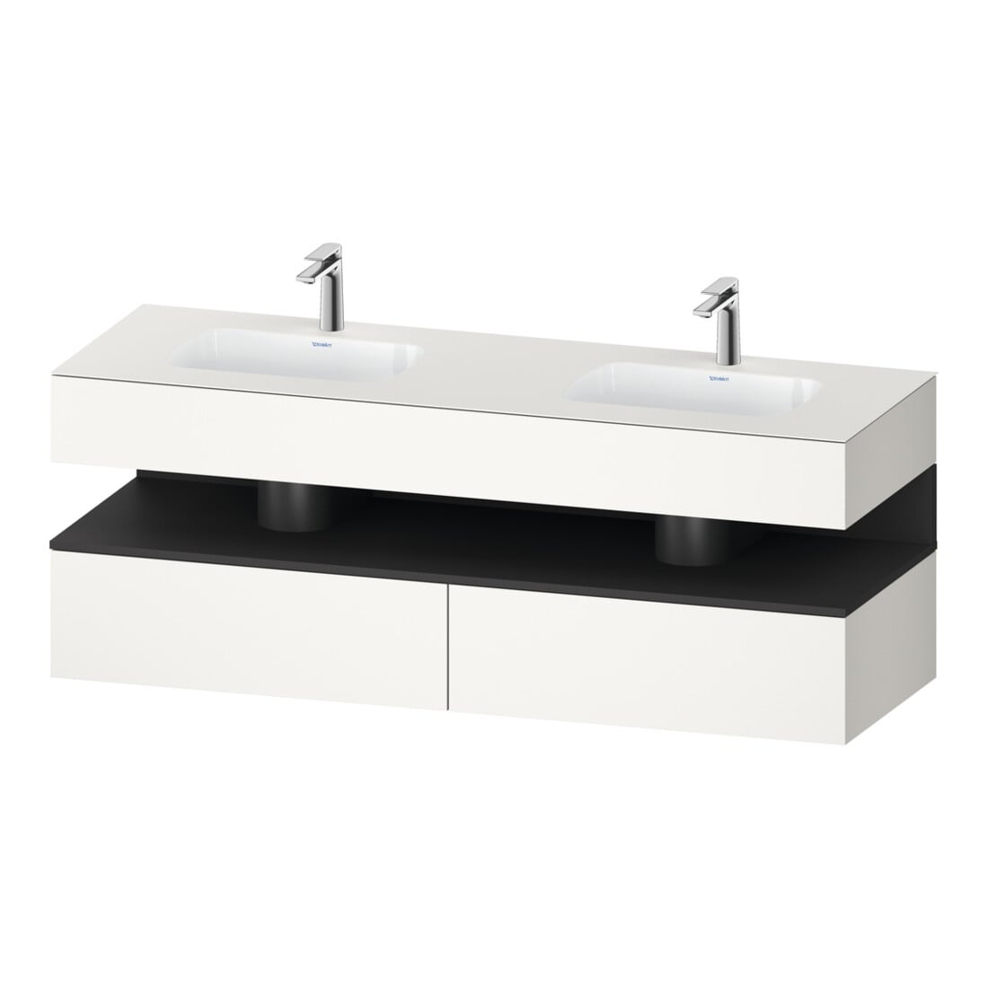 Duravit Ensemble meuble lavabo encastré Qatego 160x55x60cm, Kon-WTU, B, gris m/bl mat