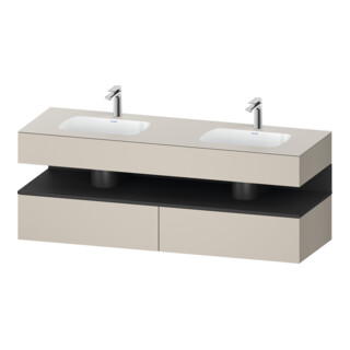 Duravit Ensemble meuble lavabo encastré Qatego 160x55x60cm, Kon-WTU, graphite/moka mat