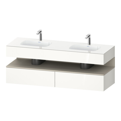 Duravit Ensemble meuble lavabo encastré Qatego 160x55x60cm, Kon-WTU, taupe mat/blanc brillant