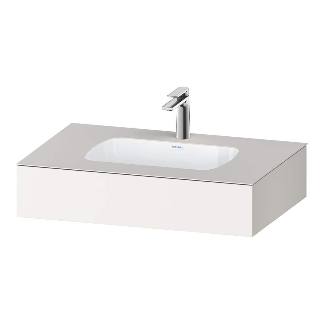 Duravit Ensemble meuble lavabo encastré Qatego 80x55x17 cm, blanc mat, avec console, 1 découpe, avec trop-plein