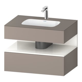 Duravit Ensemble meuble lavabo encastré Qatego 80x55x60 cm, blanc/gris, Kon-WTU, niche