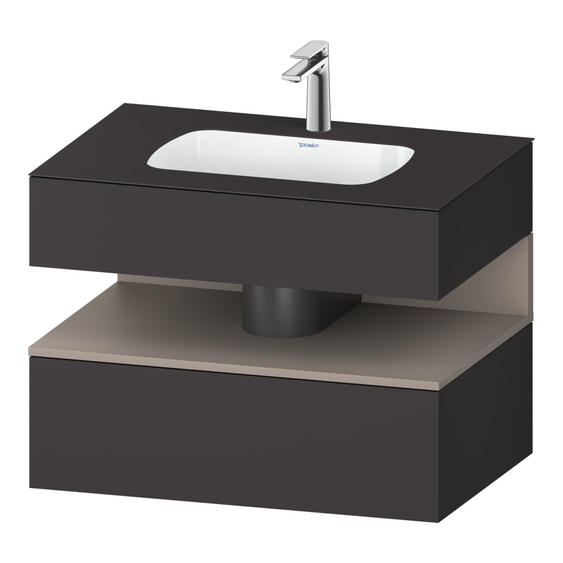Duravit Ensemble meuble lavabo encastré Qatego 80x55x60 cm, blanc mat/gris mat, sous-lavabo console