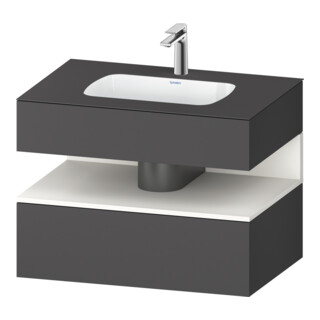 Duravit Ensemble meuble lavabo encastré Qatego 80x55x60cm, blanc avec grand miroir, console sous-lavabo