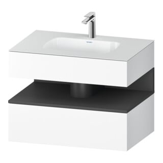 Duravit Ensemble meuble lavabo encastré Qatego 80x55x60cm, gris mat/we ma, meuble sous-lavabo console