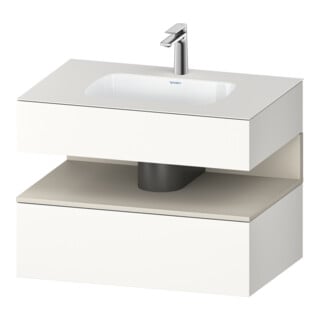 Duravit Ensemble meuble lavabo encastré Qatego 80x55x60cm, T blanc mat, console sous lavabo
