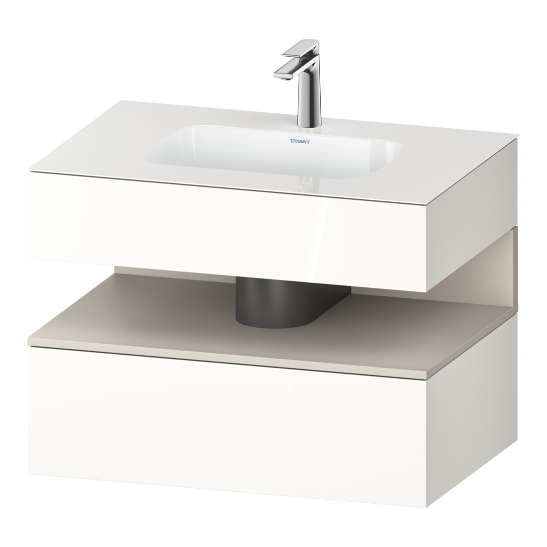 Duravit Ensemble meuble lavabo encastré Qatego 80x55x60cm, T mat/blanc brillant, sous-lavabo console
