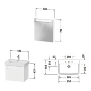 Duravit Ensemble meuble n° 1 65 cm, charnière gauche, blanc mat-2