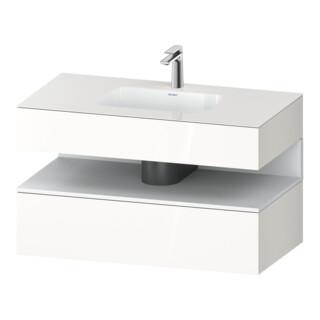 Duravit Ensemble meuble vasque encastrable Qatego 100x55x60cm, blanc mat/blanc brillant, sous-meuble console