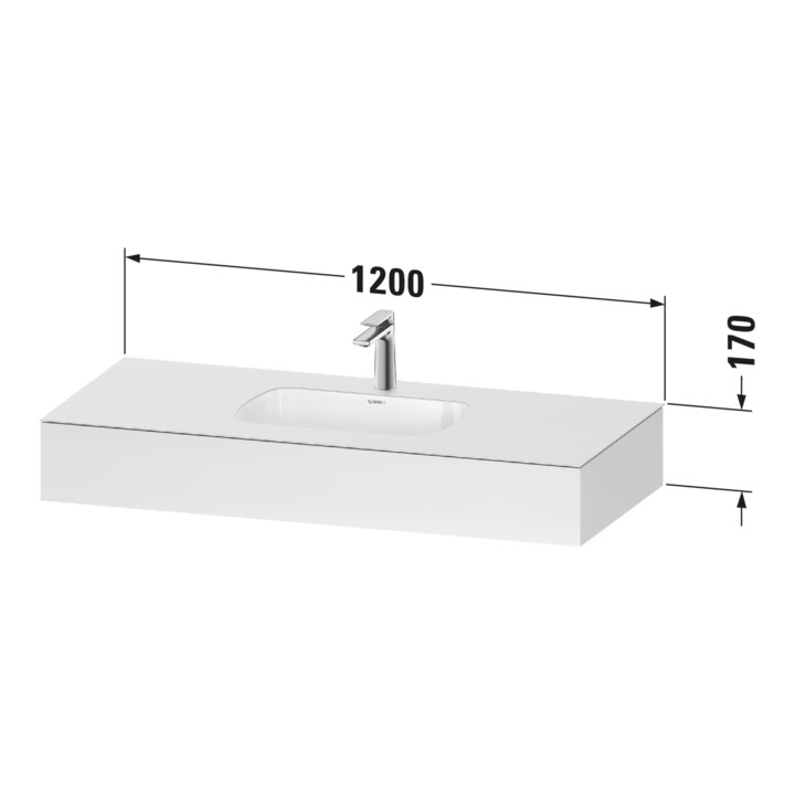 Duravit Ensemble meuble vasque encastrable Qatego 120x55x17 cm, blanc mat, 1 découpe, avec plan