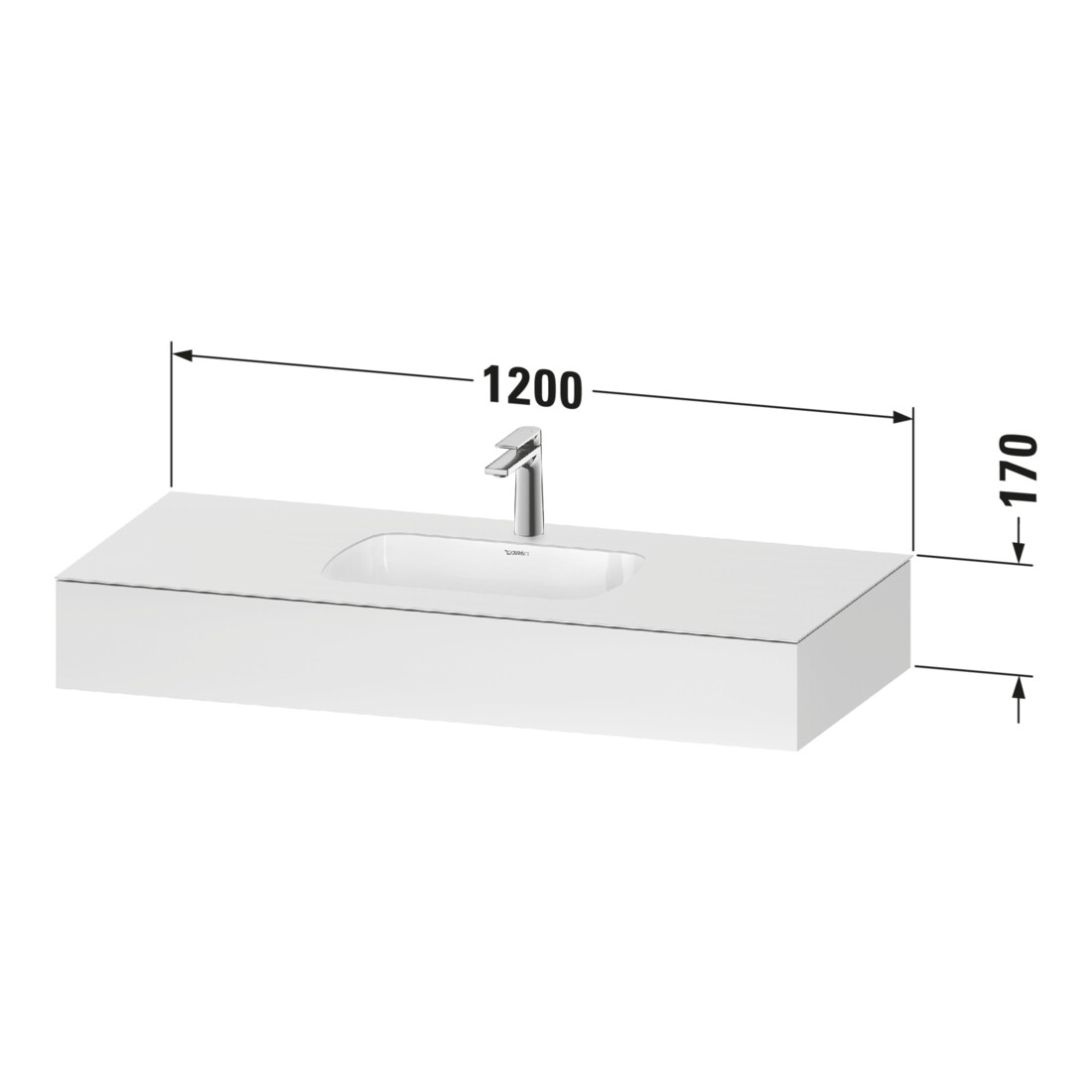 Duravit Ensemble meuble vasque encastrable Qatego 120x55x17 cm, blanc mat, 1 découpe, avec plan
