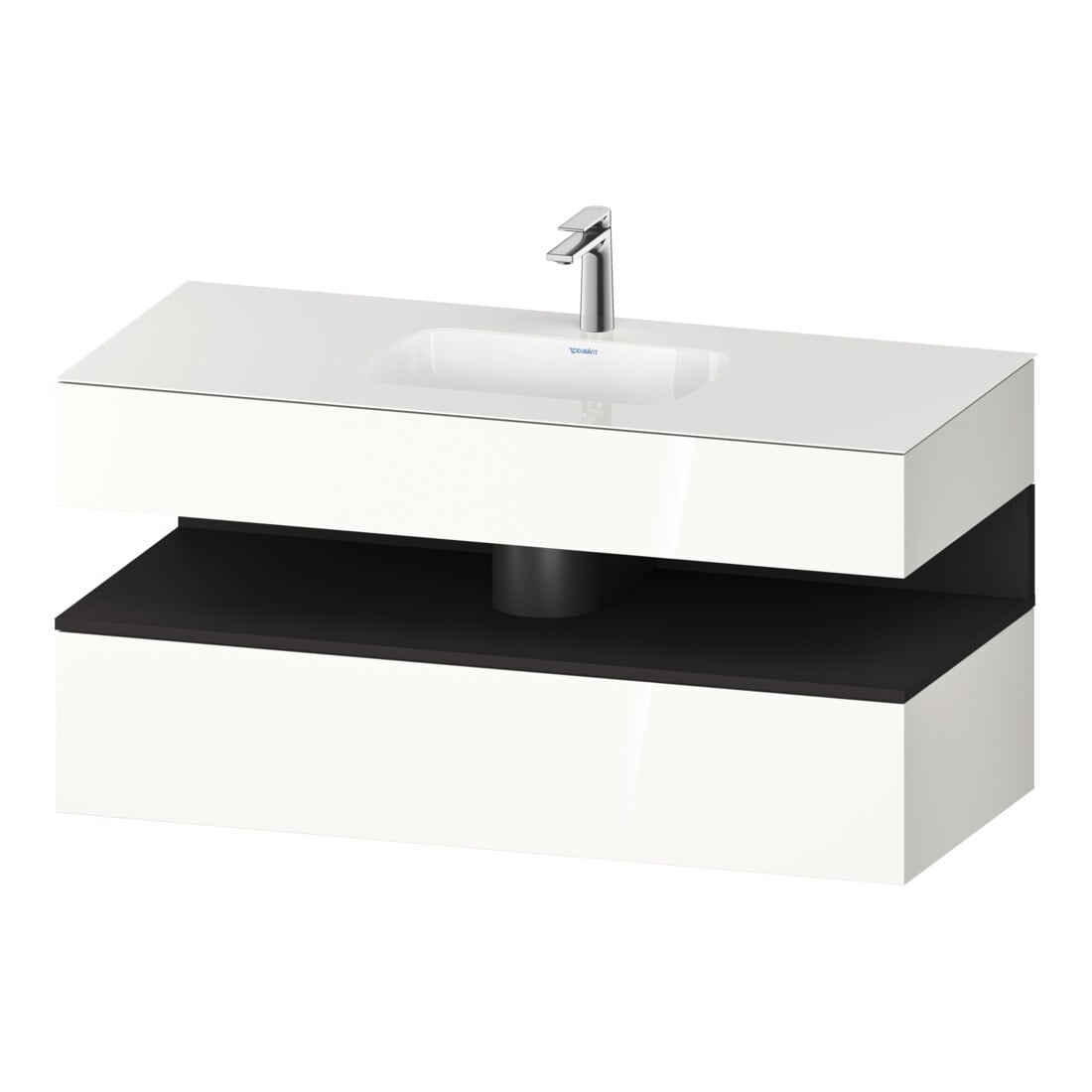 Duravit Ensemble meuble vasque encastrable Qatego 120x55x60cm, gris m/blc hgl, console sous-vasque