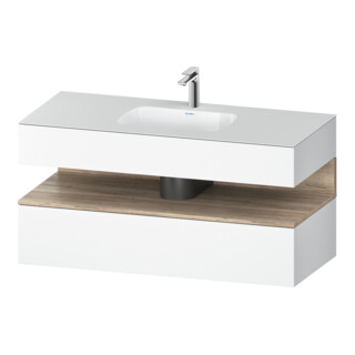 Duravit Ensemble meuble vasque encastrable Qatego 120x55x60cm, marbre E blanc, sous-meuble console