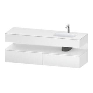 Duravit Ensemble meuble vasque encastrable Qatego 160x50x60cm, Kon-WTU, B, lavabo à droite, blanc mat