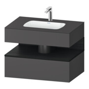 Duravit Ensemble meuble vasque encastrable Qatego 80x55x60 cm, E noir/gris mat, console sous vasque