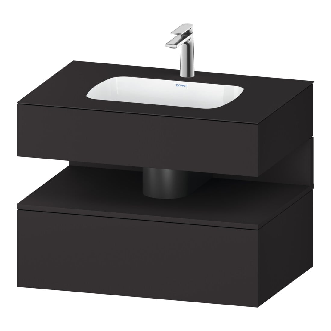 Duravit Ensemble meuble vasque encastrable Qatego 80x55x60 cm, graphite mat, console sous vasque